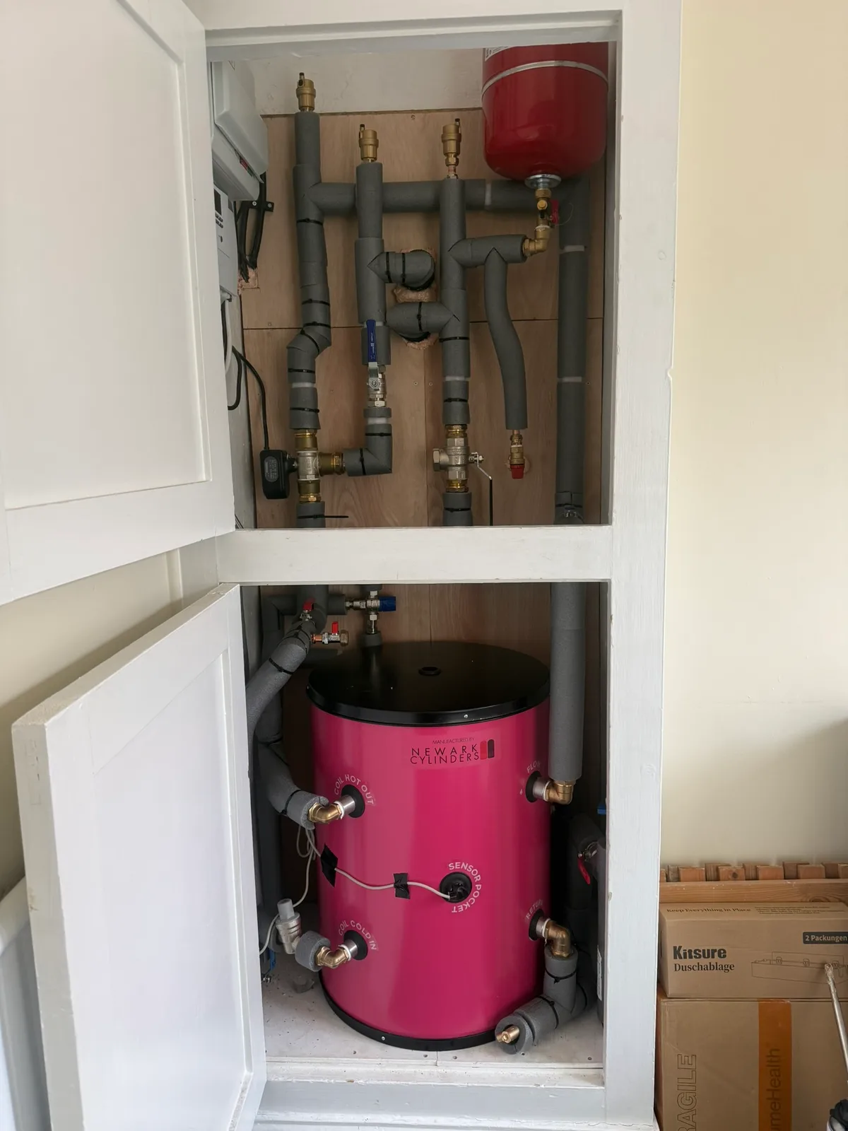 Full cupboard view of the Heat Geek Mini Store installation in Sandbach
