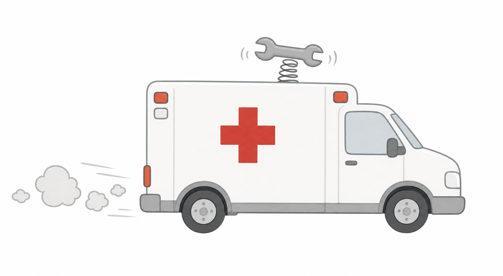 Service ambulance with a spanner on top